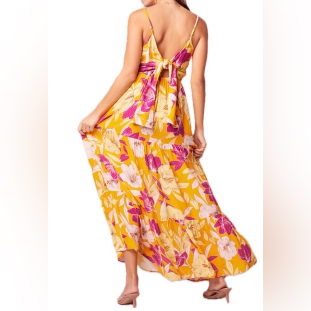 Band of the Free Lovescape Gold Floral Cowl Neck Maxi Dress, NWT size XS - Picture 4 of 6